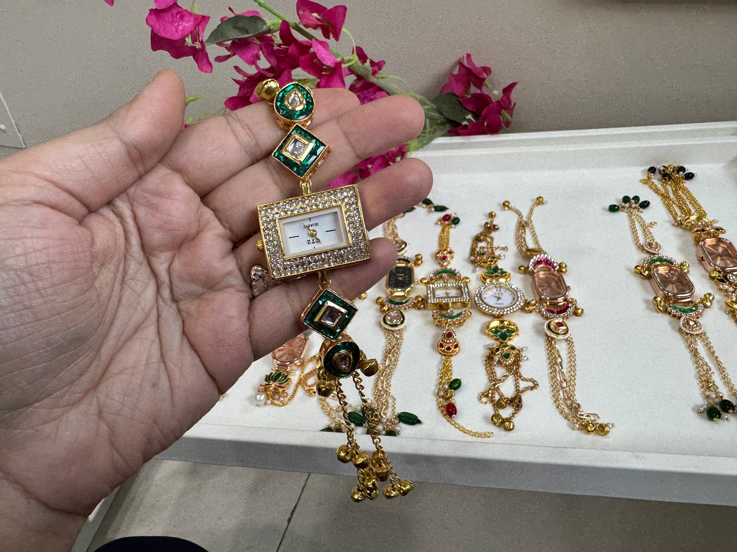 Trending Viral Kundan Ghungroo Kashmiri Watch/Bracelet