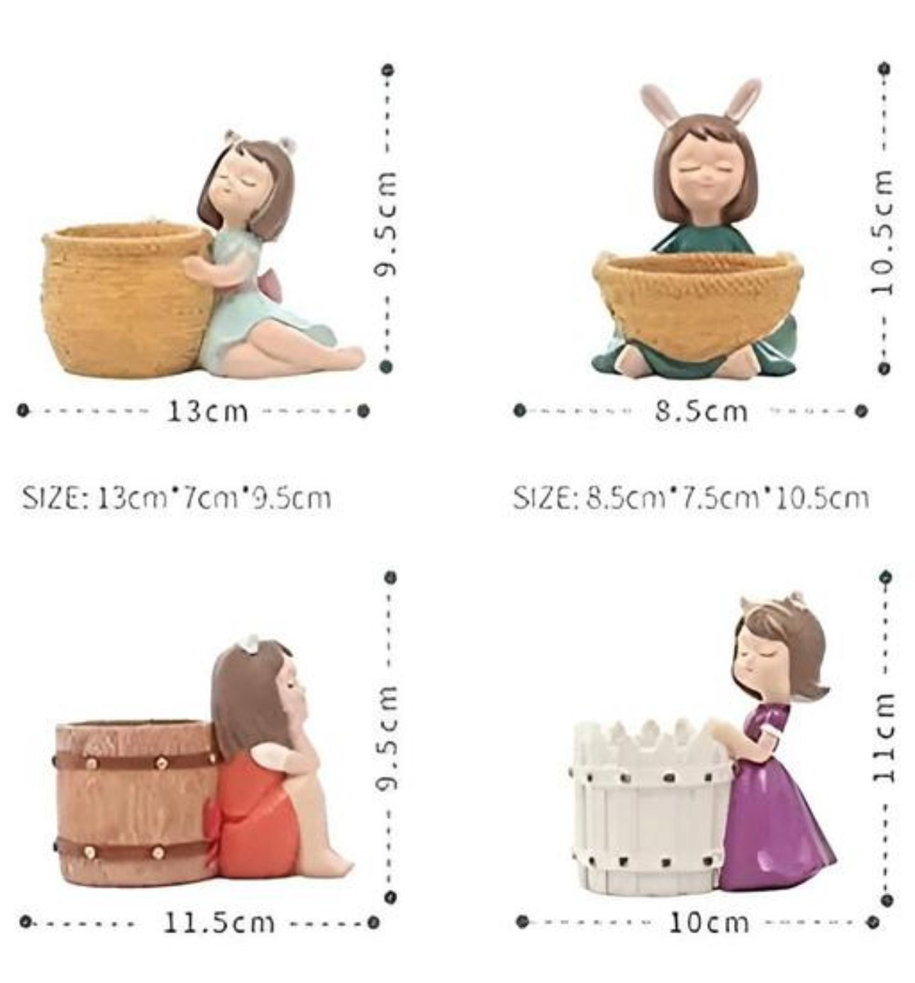 Unique Small Girls Fairies Succulent Planters - Set of 4