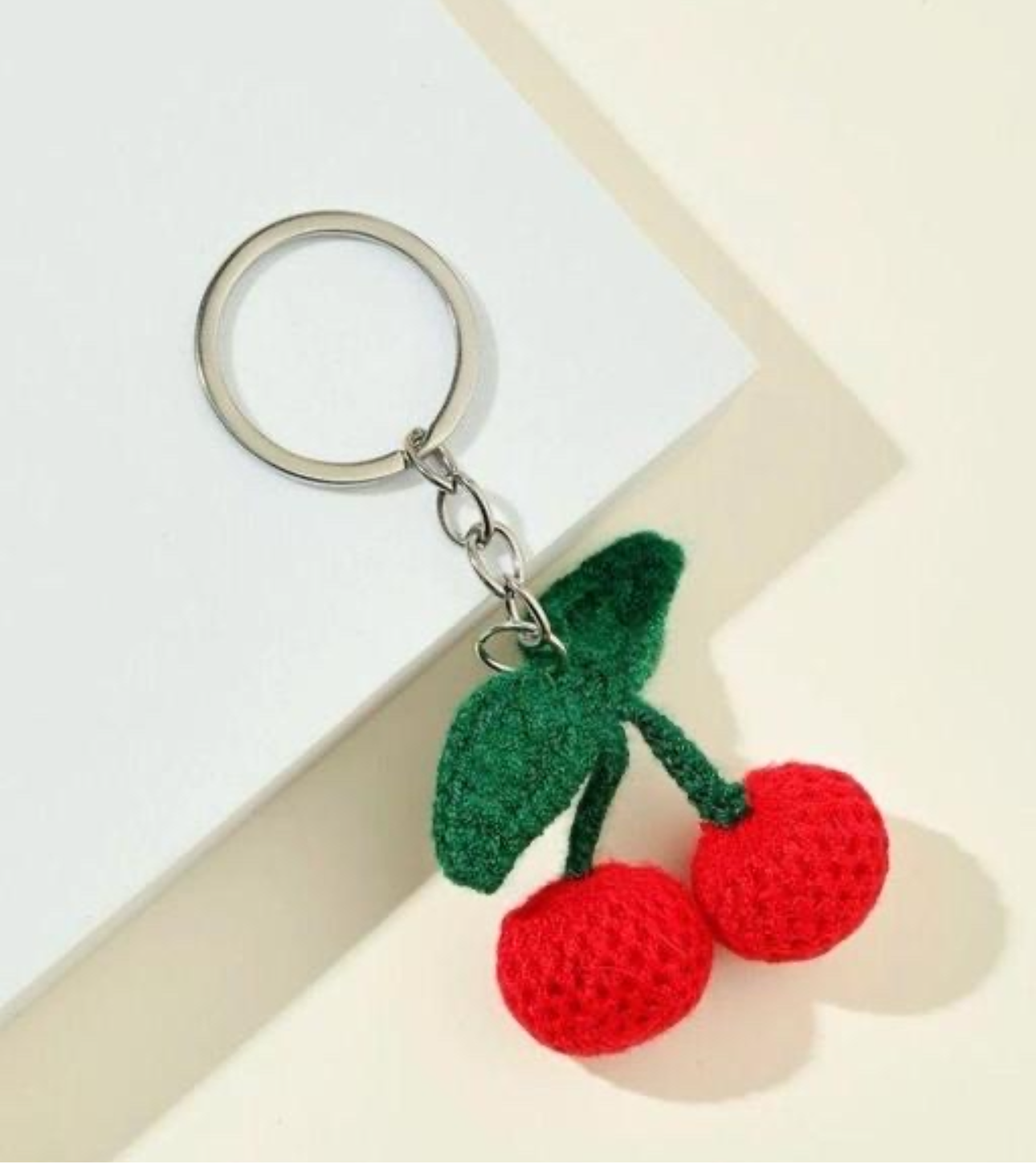 Handmade Crochet Cherry Keychain