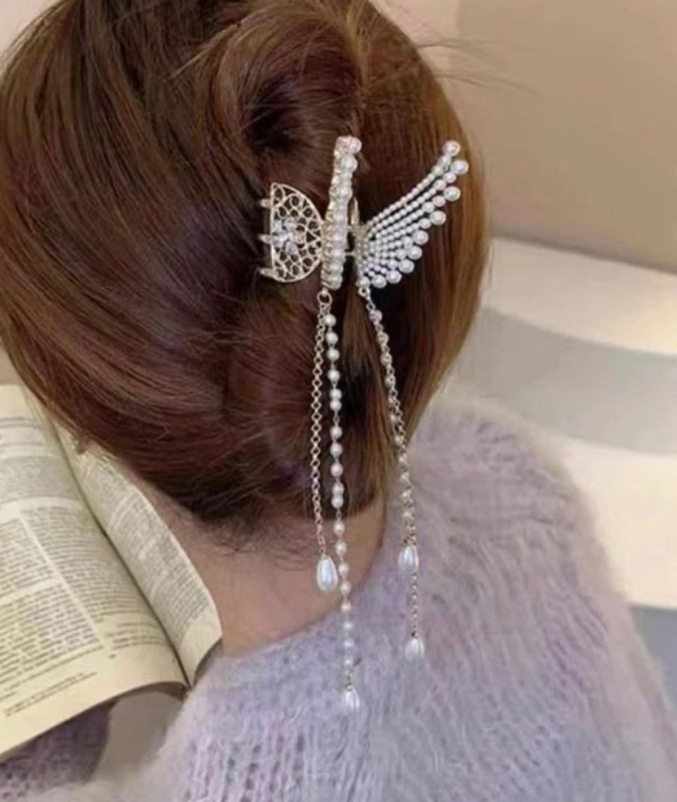 Korean Style Butterfly Metal Long Hairclip / Clutcher