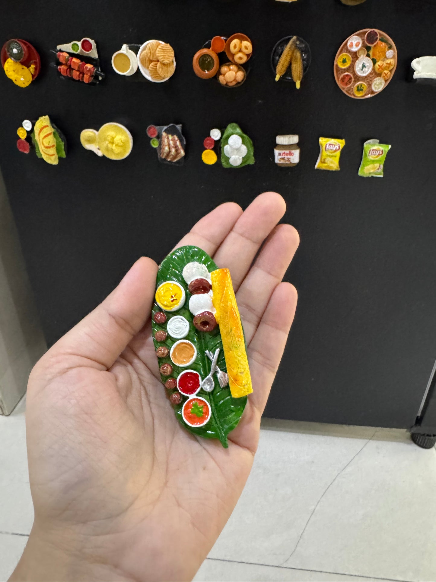 South Indian Large Thali on Banana Leaf Miniature Fridge Magnet