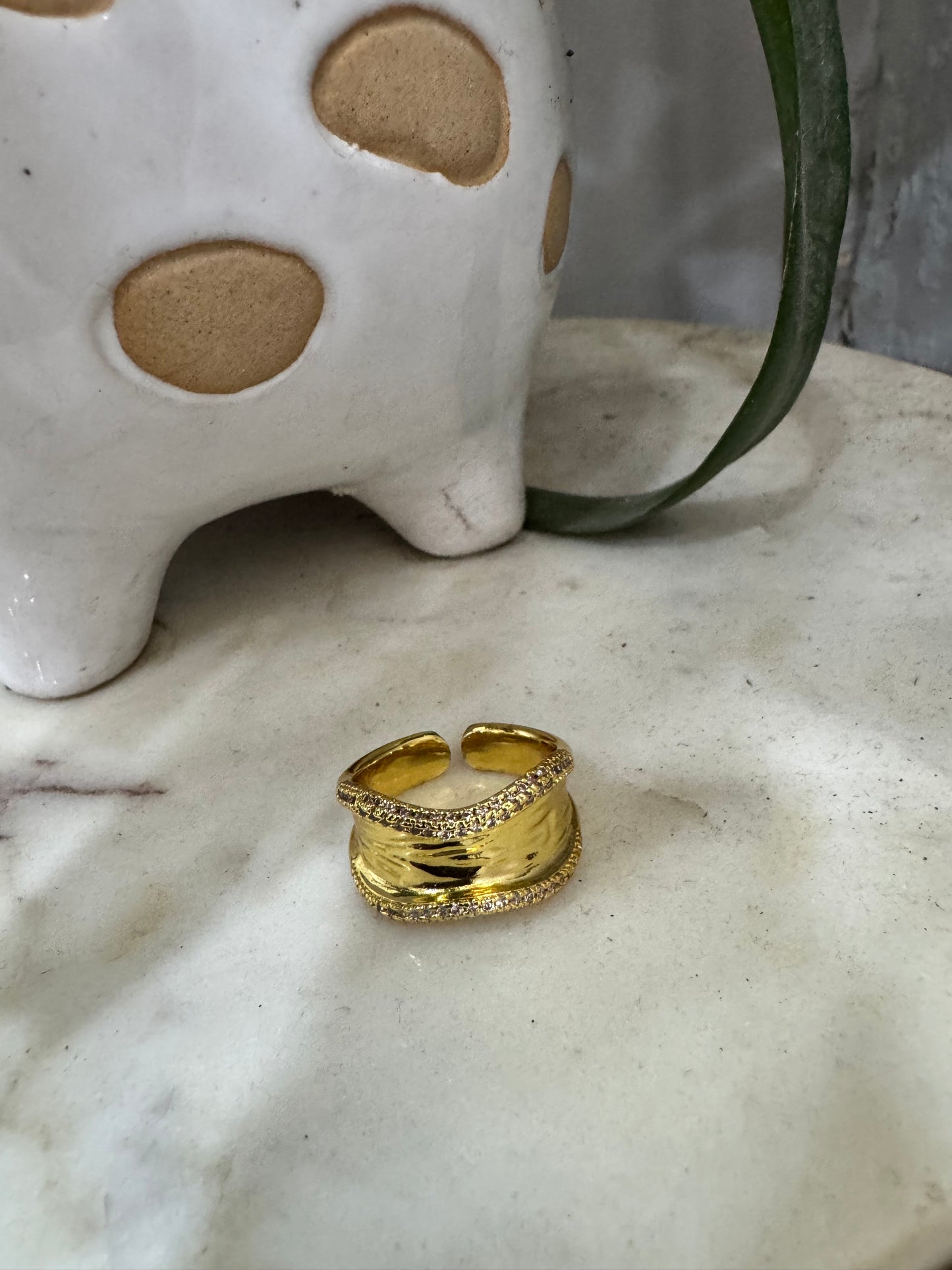 Chic Gold Plated Chunky Irregular Adjustable Ring