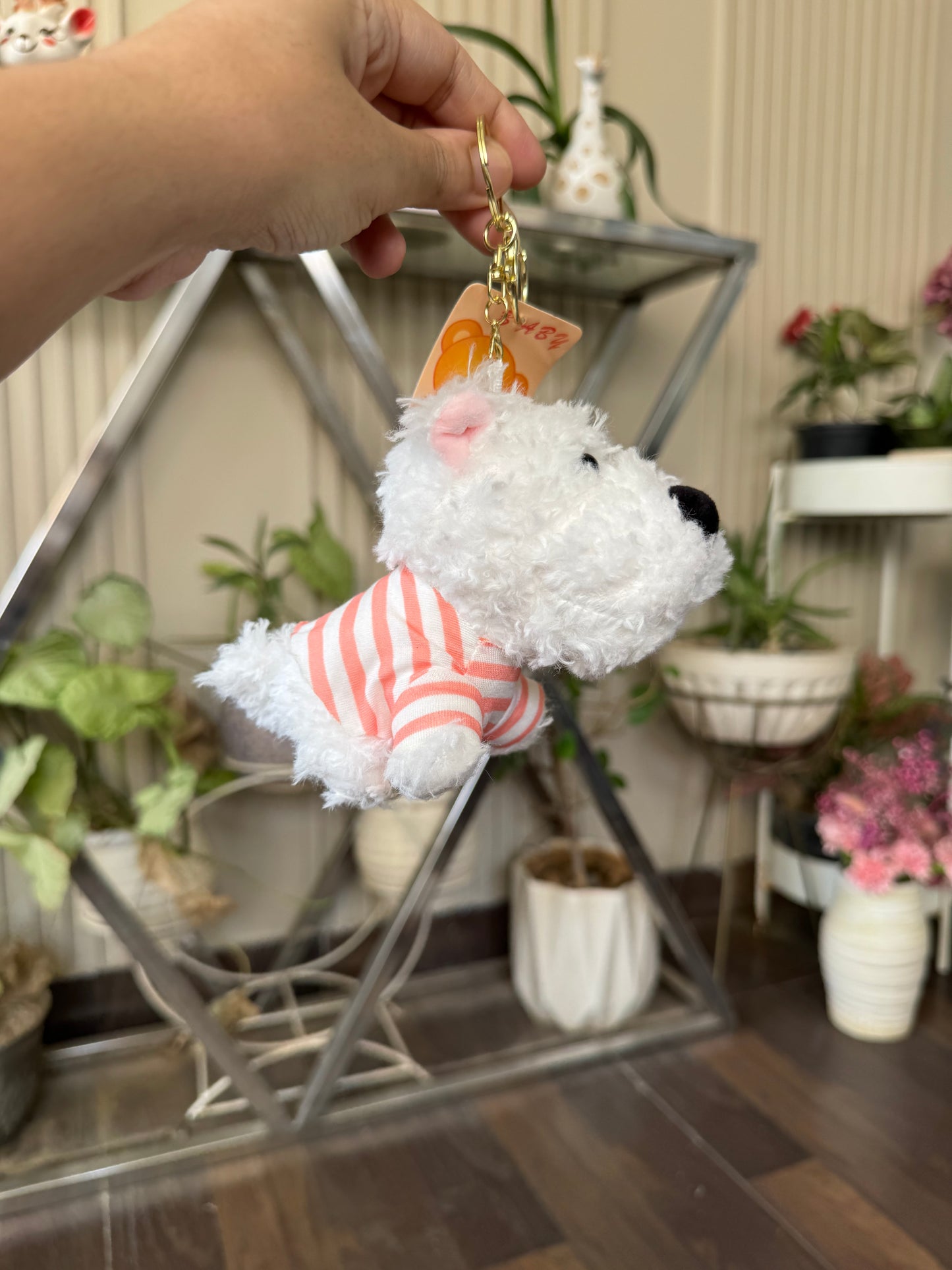 Cute White Scottish Terrier Dog Keychain/Bag Charm