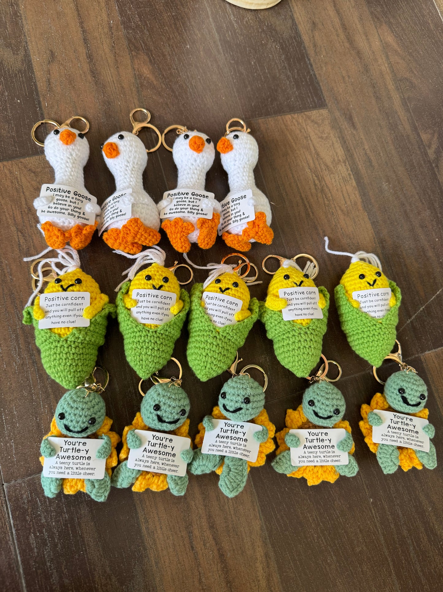 Adorable Smiling Crochet Keychains with Message