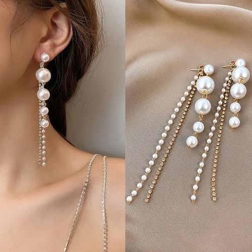 Crystal Pearl Drop Statement Earrings