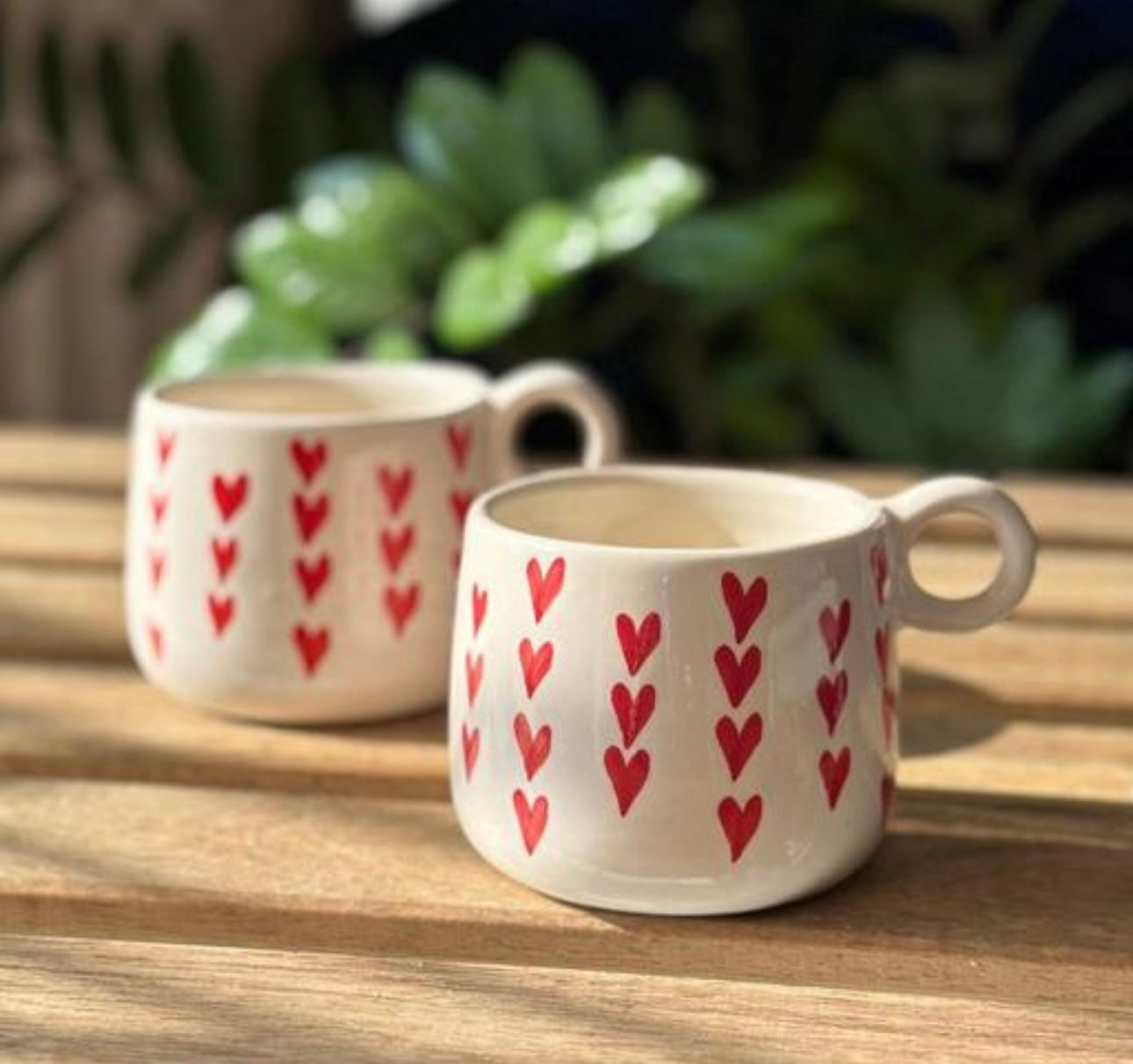 Cute Heart Print Mugs - Set of 2