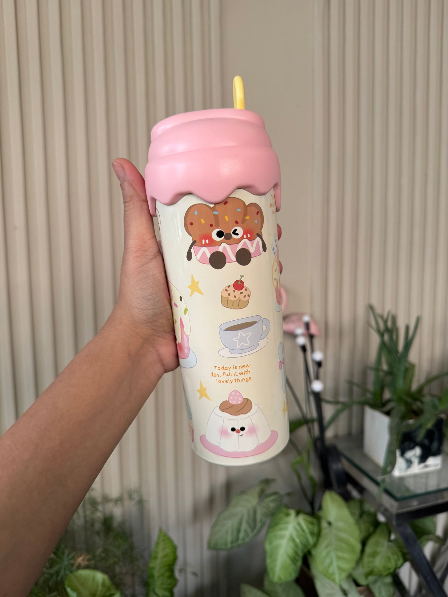 Cute Ice Cream Insulated Tumbler with Straw (600 ml)