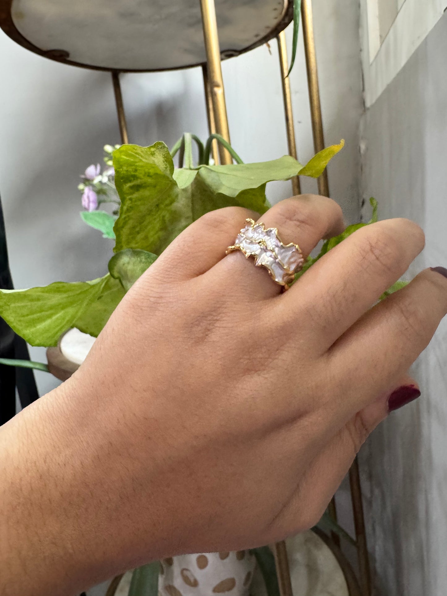 Irregular Silver & Gold Statement Adjustable Ring