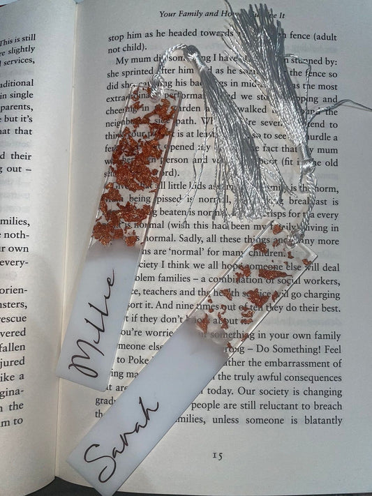 Customised Name Bookmarks with Real Rose Petals