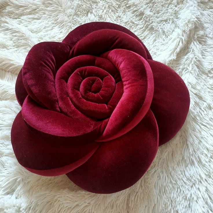 Plush Velvet Rose Pillows - Set of 2