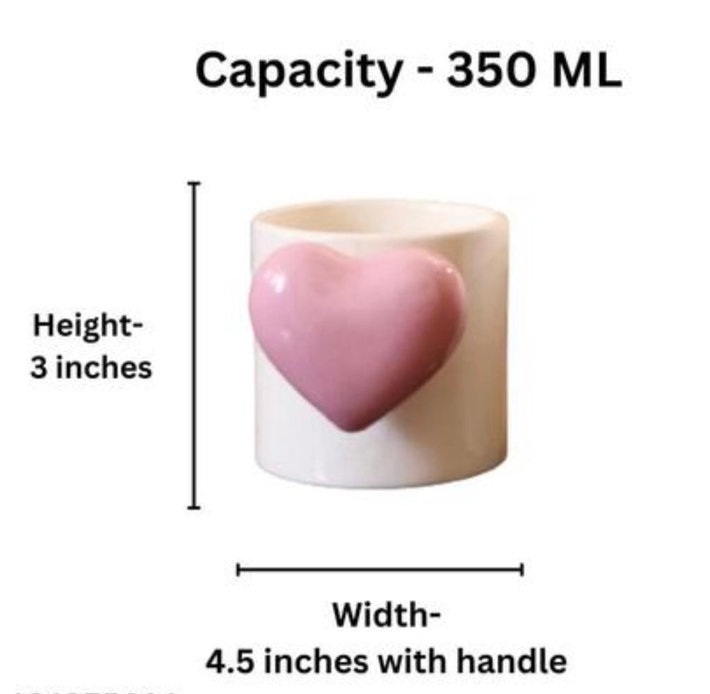 Trending 3D Pink Heart Handle Mug