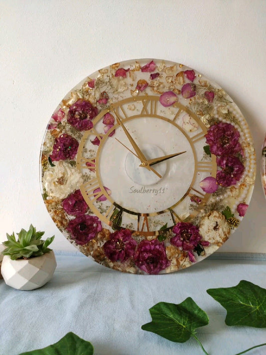 Personalised Real Flowers Preserved Wall Clock