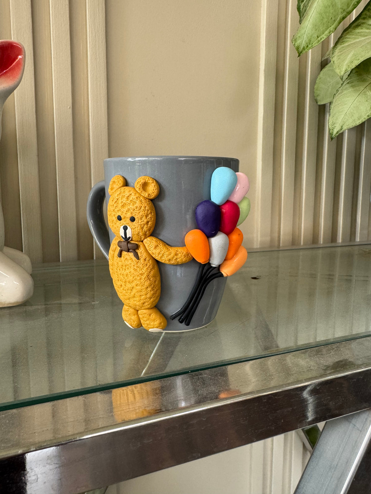 Cute Teddy with Balloons Handmade Ceramic Mug (250 ml)