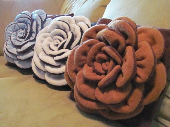 Plush Velvet Rose Pillows - Set of 2