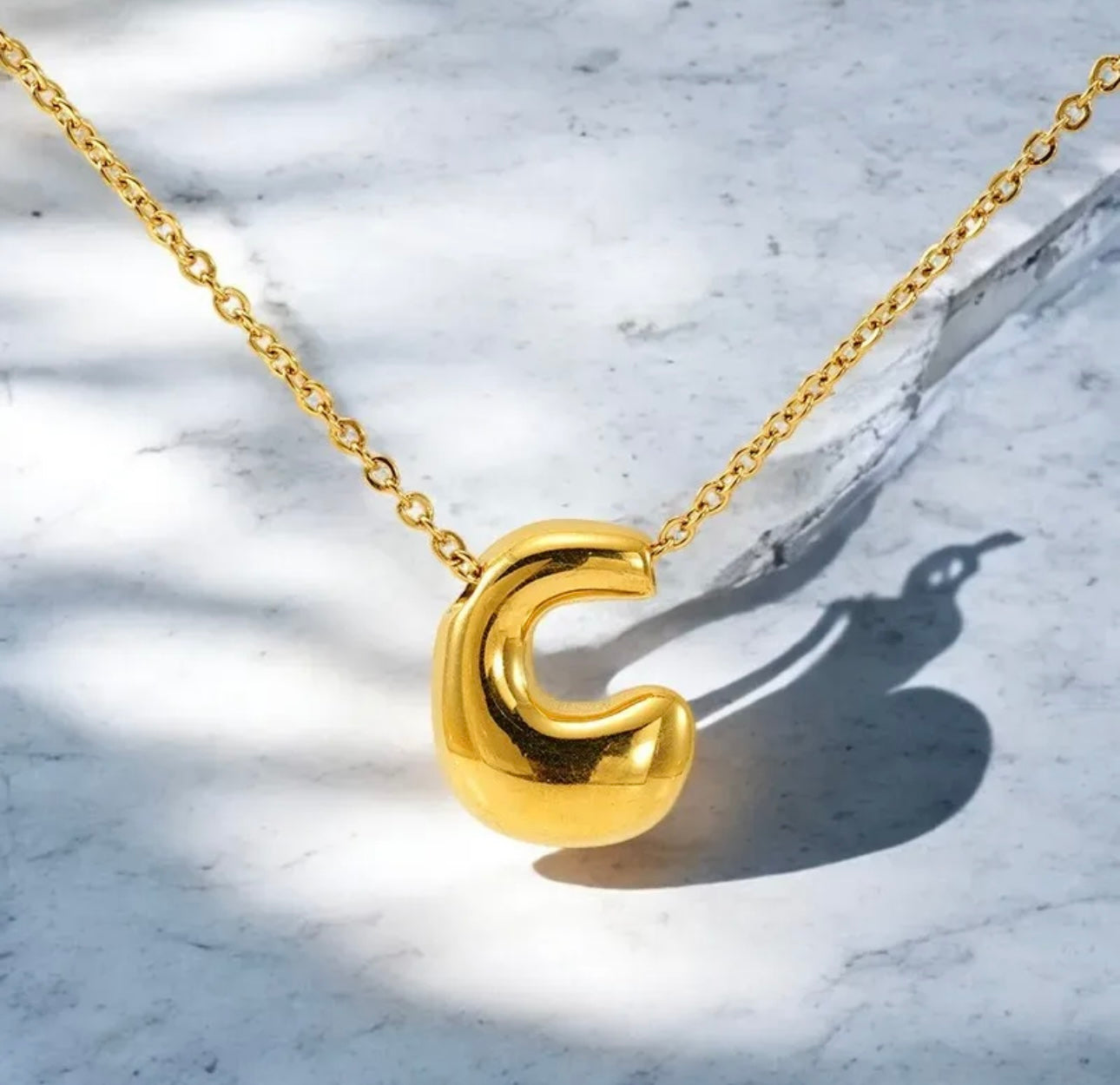 18k Gold Plated Balloon Letter Initial Alphabet Bubble Necklace