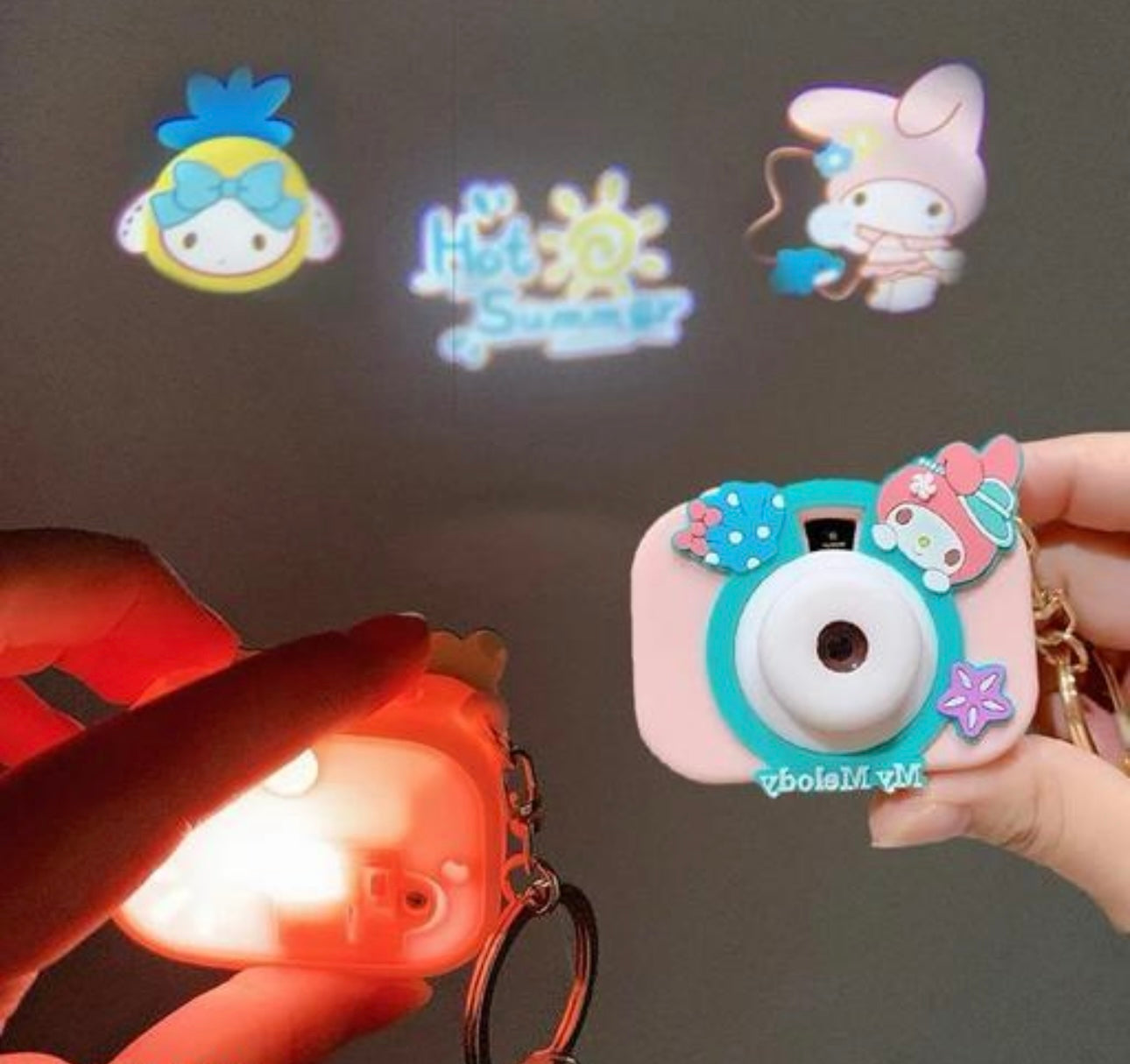 Quirky Camera Shape Keychain with Light Projector