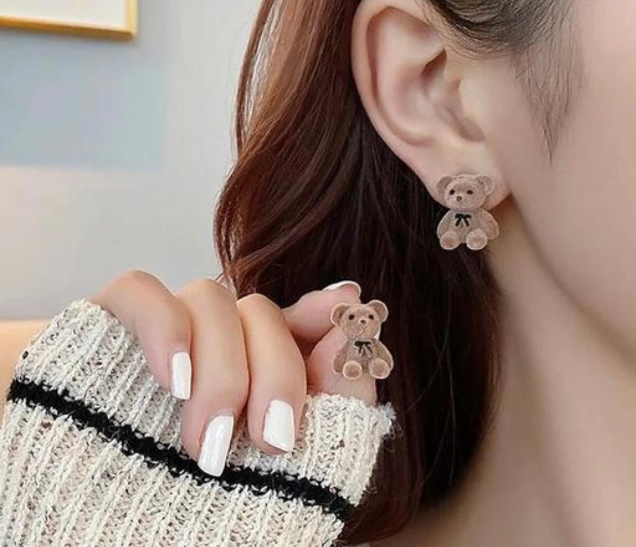 Cute Mini Bear & Bunny Plush Earrings - 2 Pairs