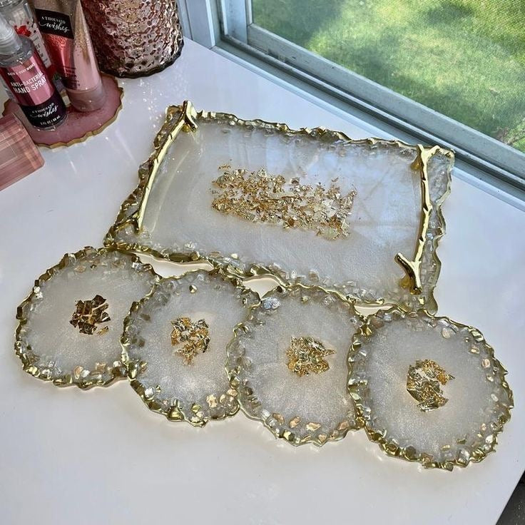 Luxe Decorative Tray with Gold Accent