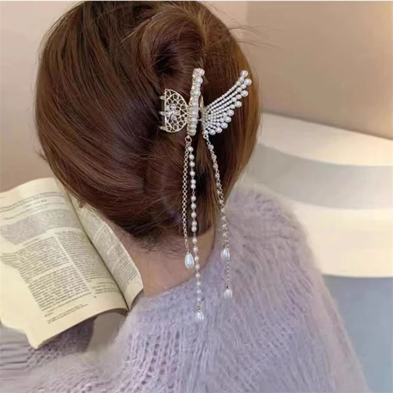 Korean Style Butterfly Metal Long Hairclip / Clutcher