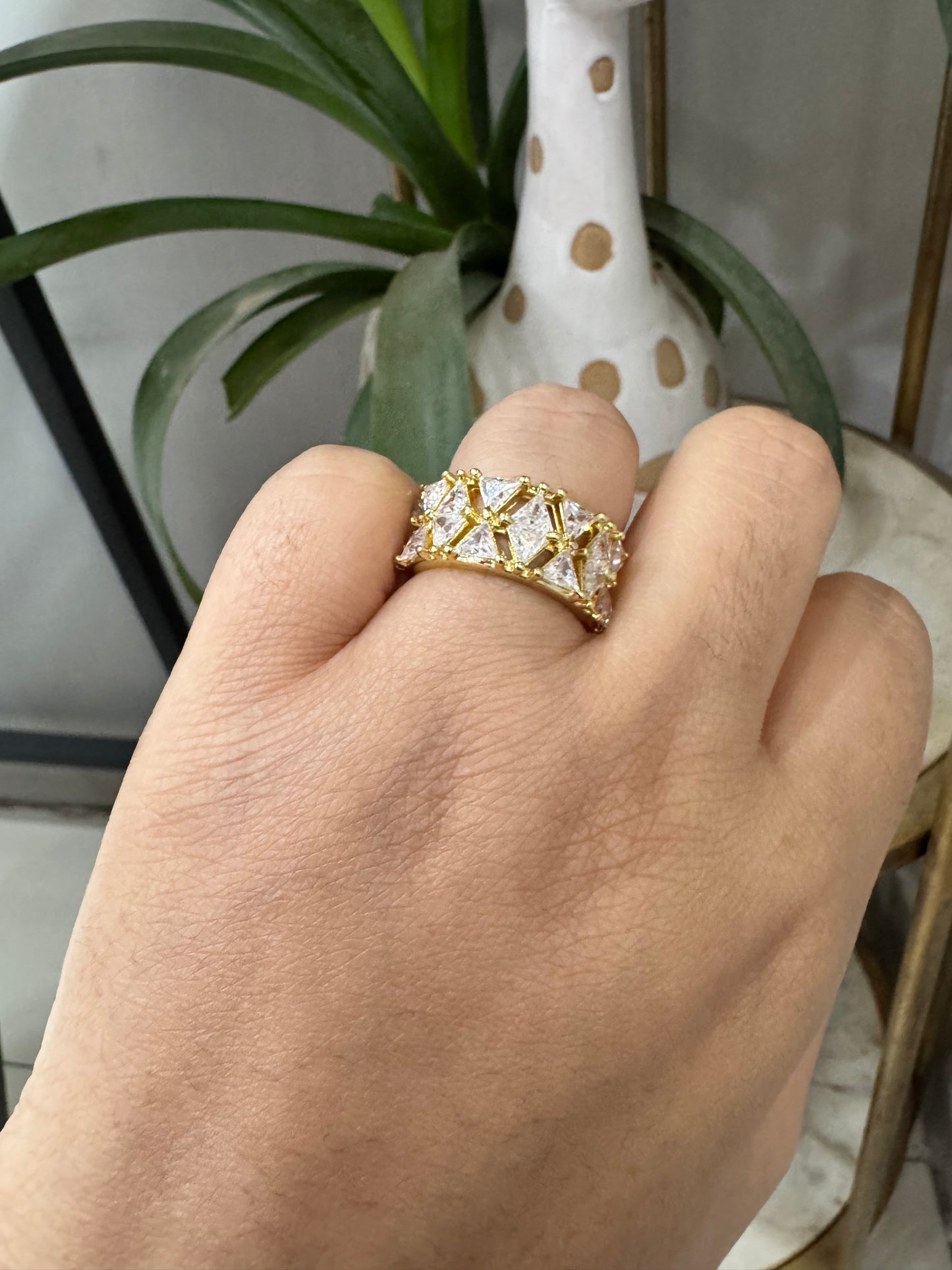Statement Geometric Eternity Band Ring