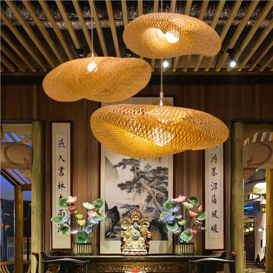 Moroccan Handmade Hanging Bamboo Wave Pendant Light