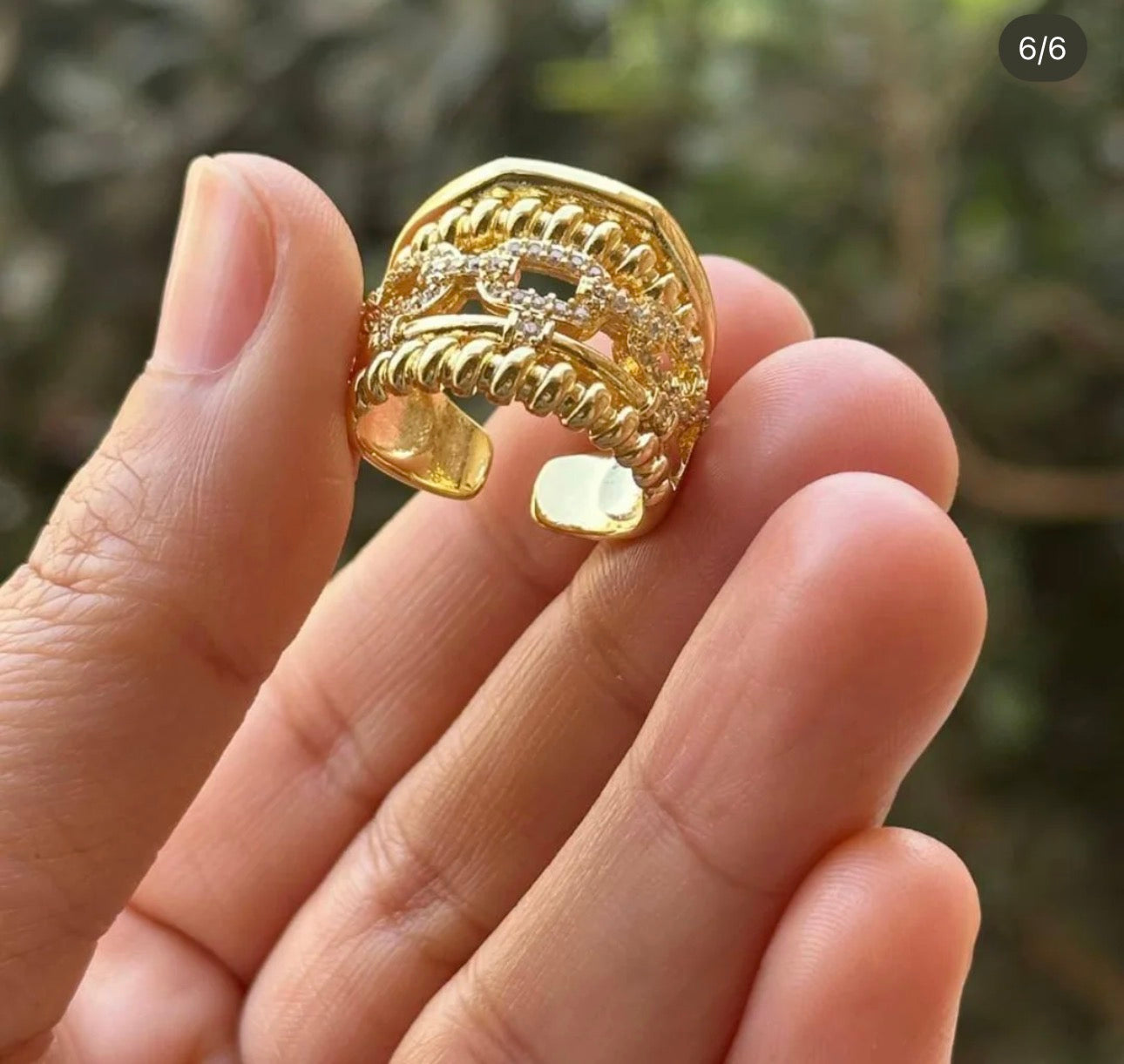 Chunky Gold Plated Layered Link Chain Ring