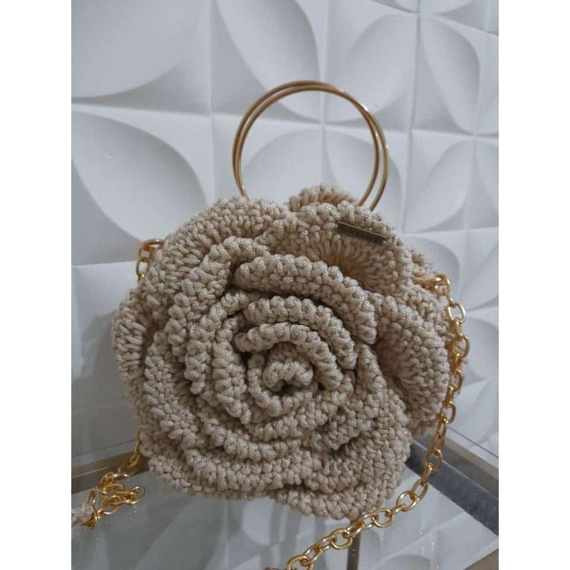 Trending Rose Shape Hand-knitted Crochet Bag