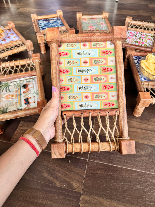 Traditional Bagh Print Wooden Khatiya/Cot Tray