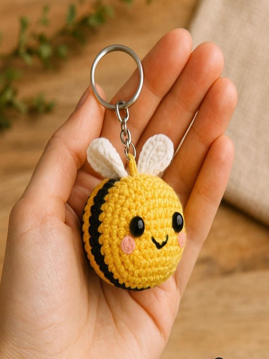 Adorable Crochet Honey Bee / Bumblebee Keychain
