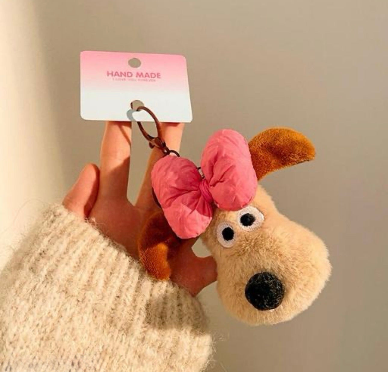 Cute Faux Fur Plushy Dog Keychain