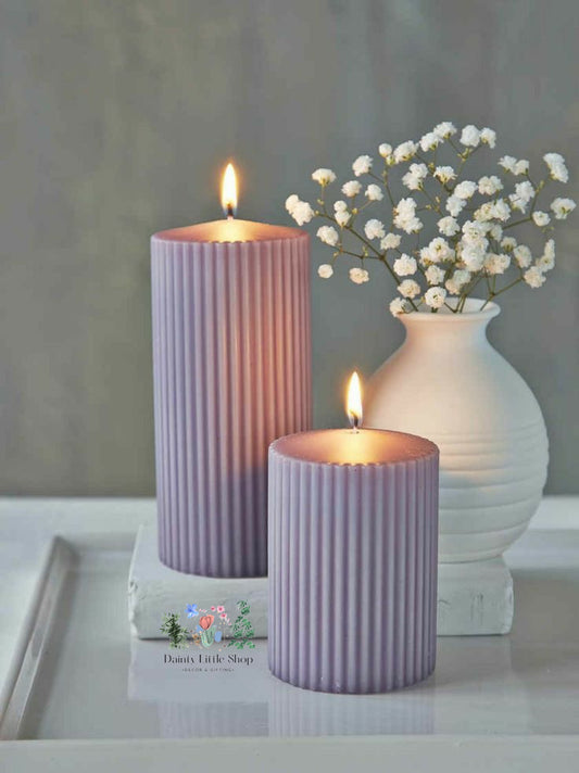 Ribbed Pillar Candles - Set of 3