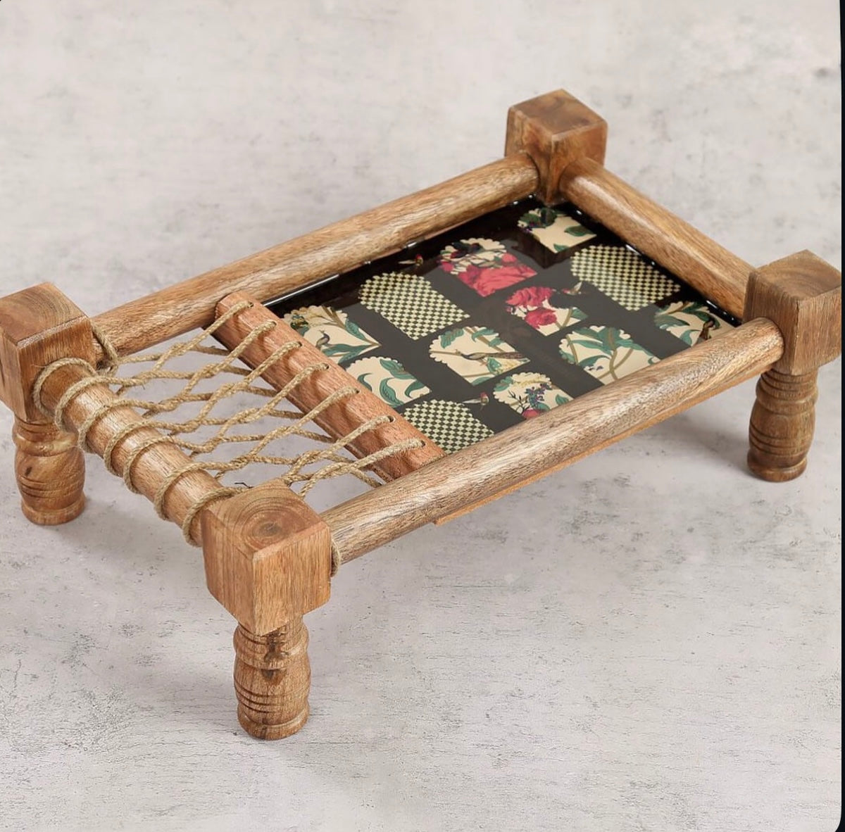 Wooden Khatiya/Cot Platter cum Serving Tray