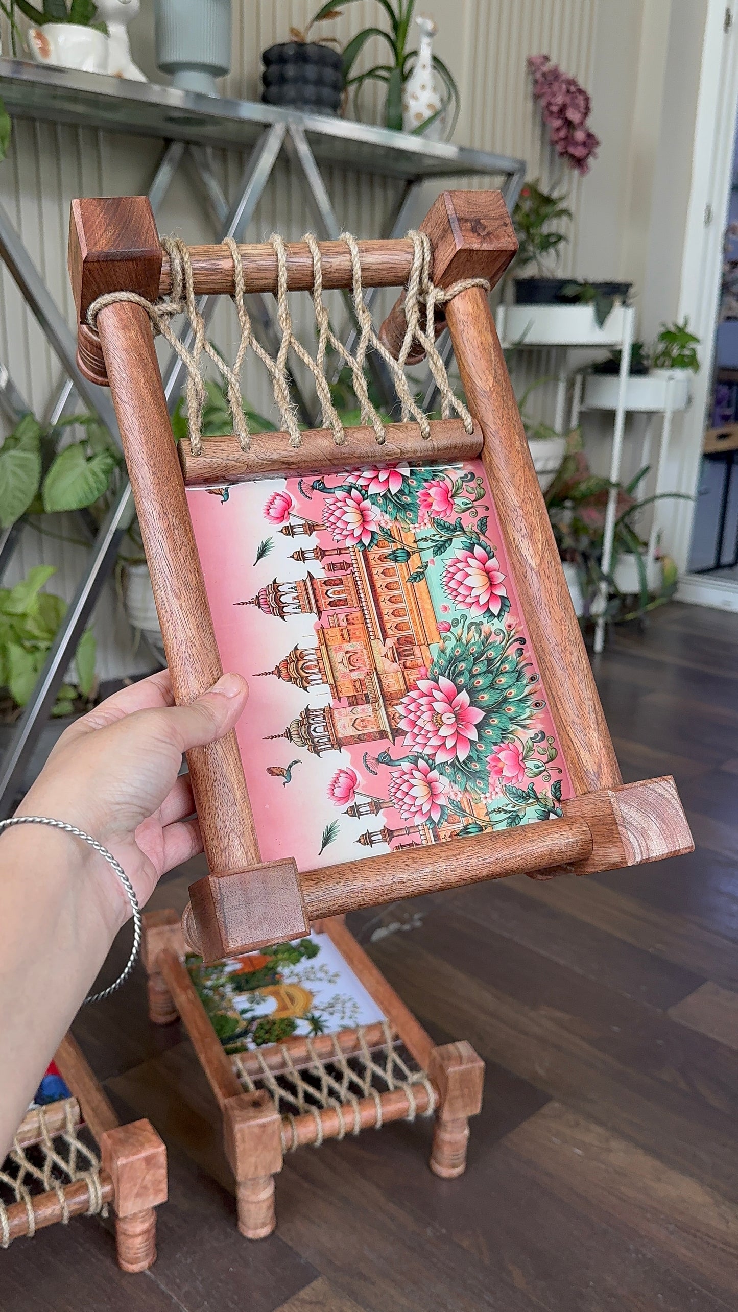 Rustic “Jaipur” Print Wooden Khatiya Tray/ Khaat Tray / Khaat Platter / Khatiya Platter / Cot Tray