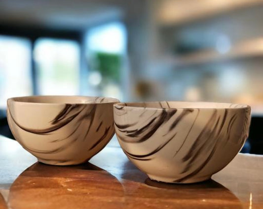 Beautiful Marble Print Ceramic Bowls - Set of 2