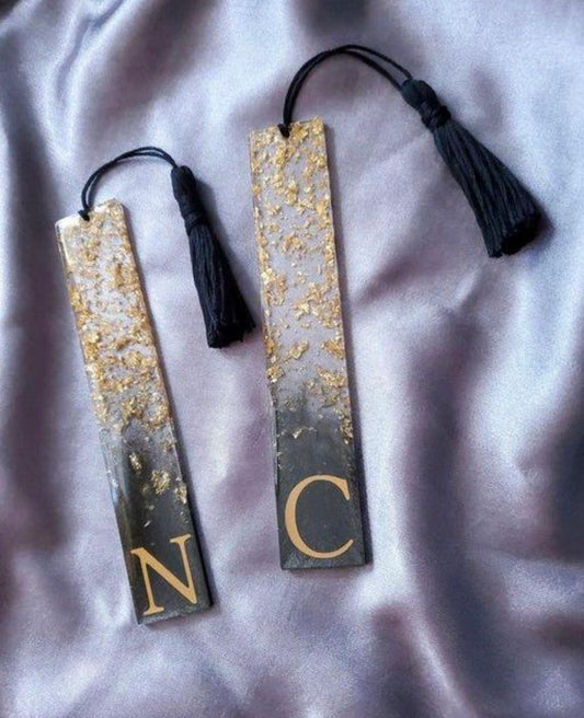Customised Black & Gold Foil Bookmarks with Tassels