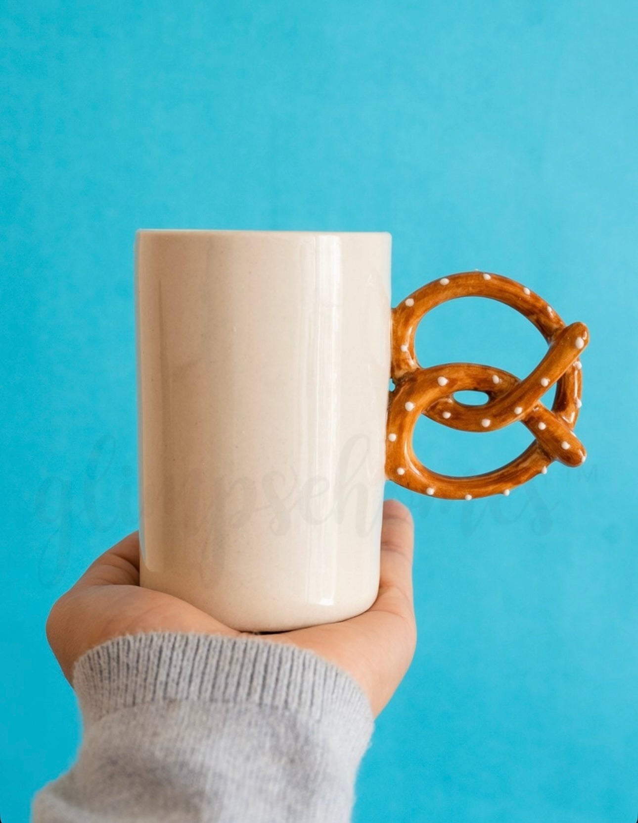 Pretzel & Bagel Shape Handle Mugs - Set of 2