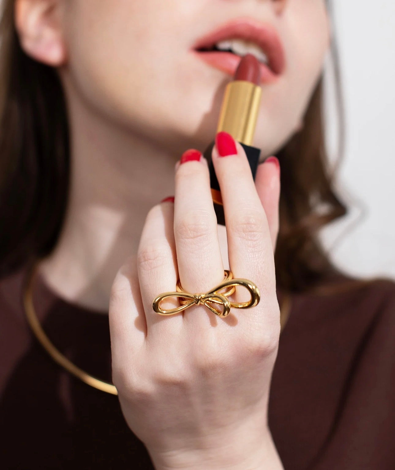 Gold Plated Minimalist Tied Ribbon Ring