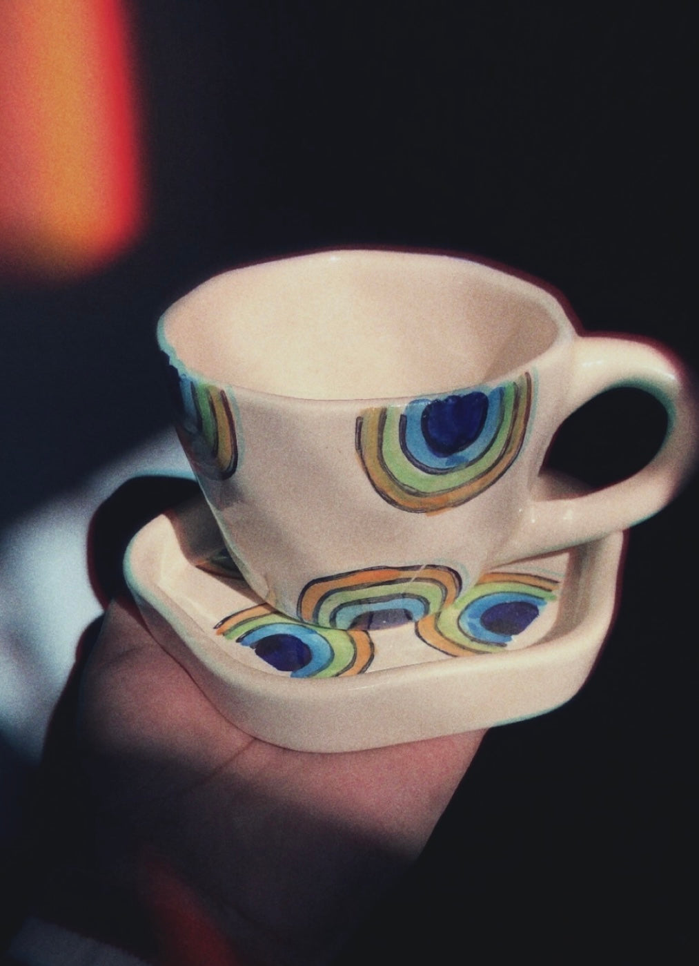 Abstract Print Mug & Saucer Set