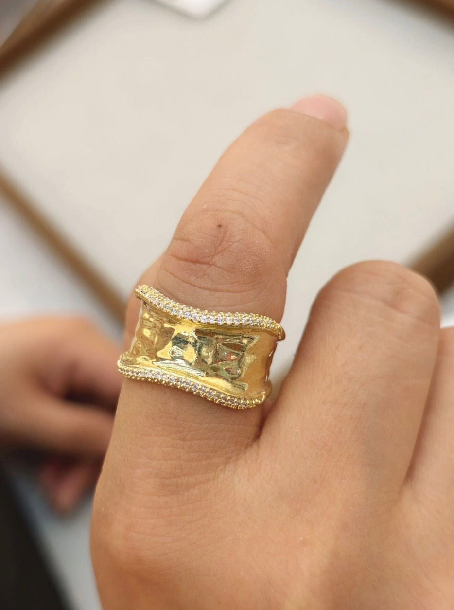 Chic Gold Plated Chunky Irregular Adjustable Ring