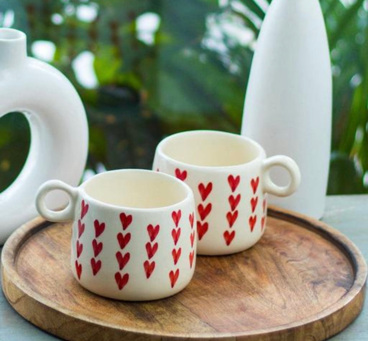 Cute Heart Print Mugs - Set of 2