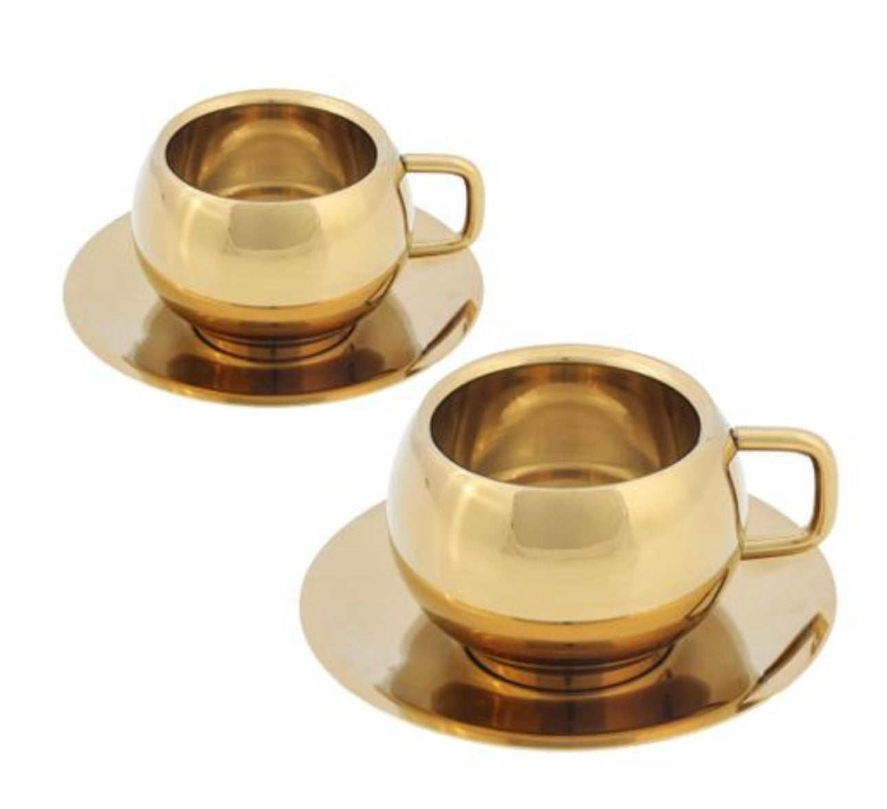 Luxe Gold Plated Cup & Saucer Set of 2