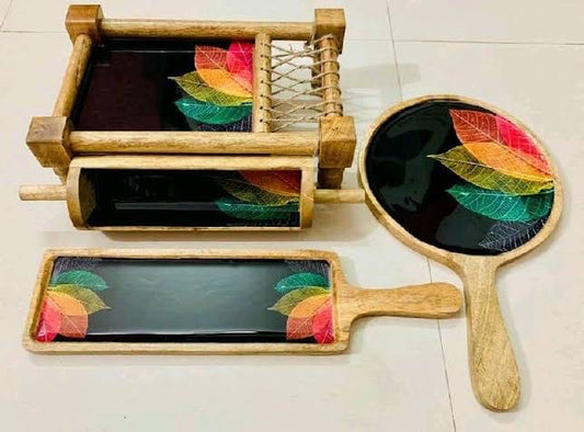 Exclusive Handmade Wooden Platters Gift Set of 4