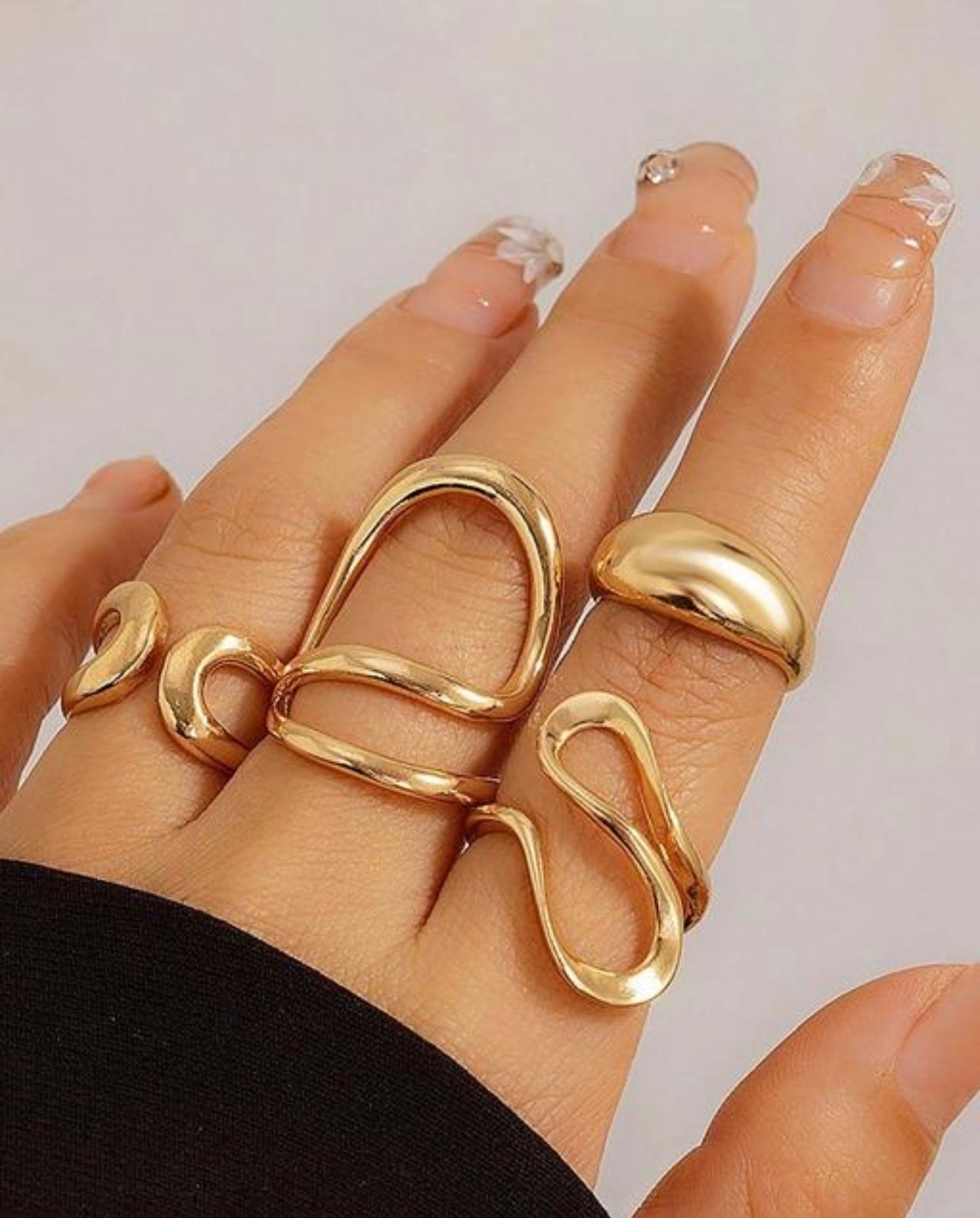 Set of 4 Chic Geometric Irregular Adjustable Rings