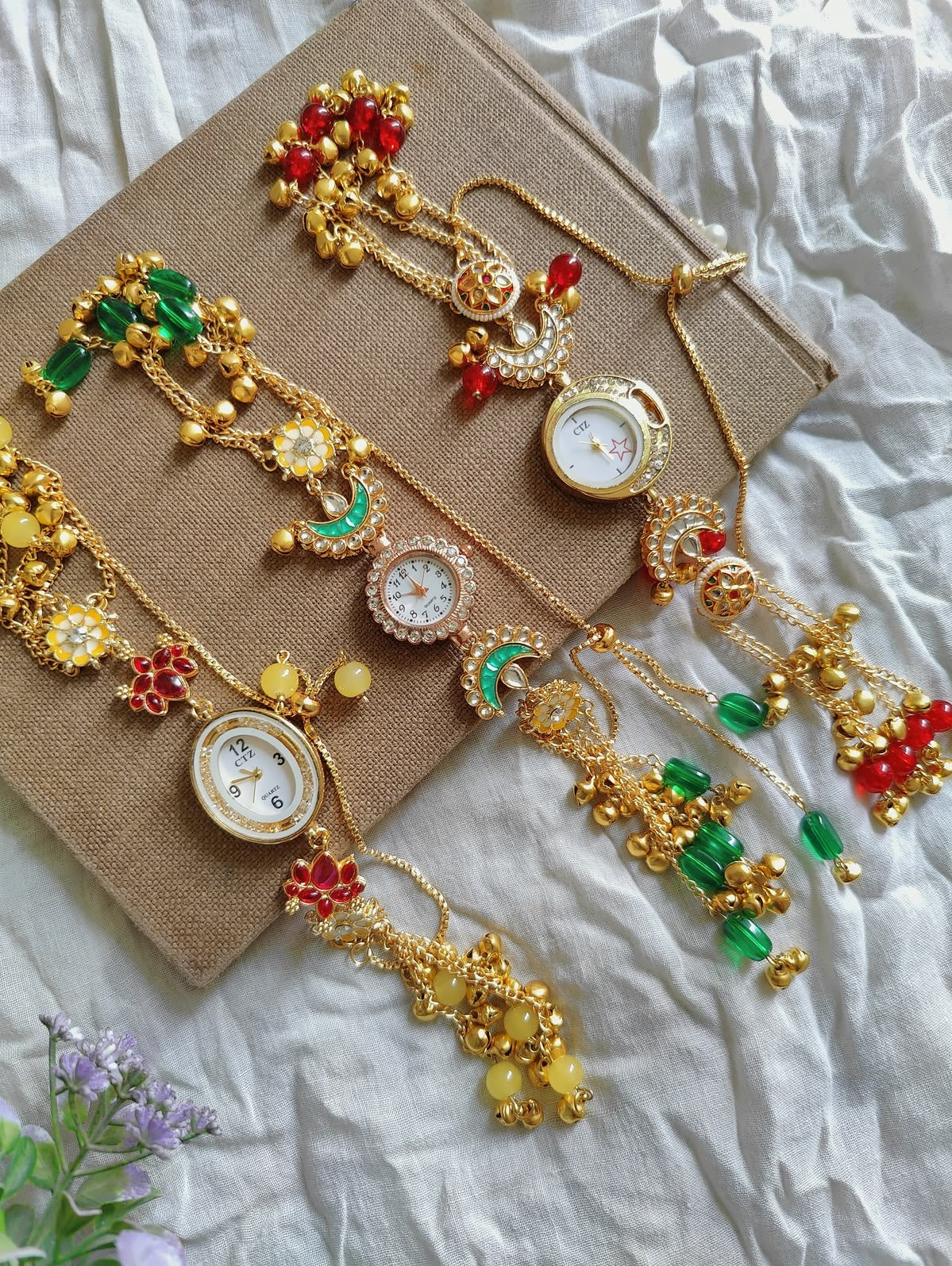 Trending Viral Kundan Ghungroo Kashmiri Watch/Bracelet