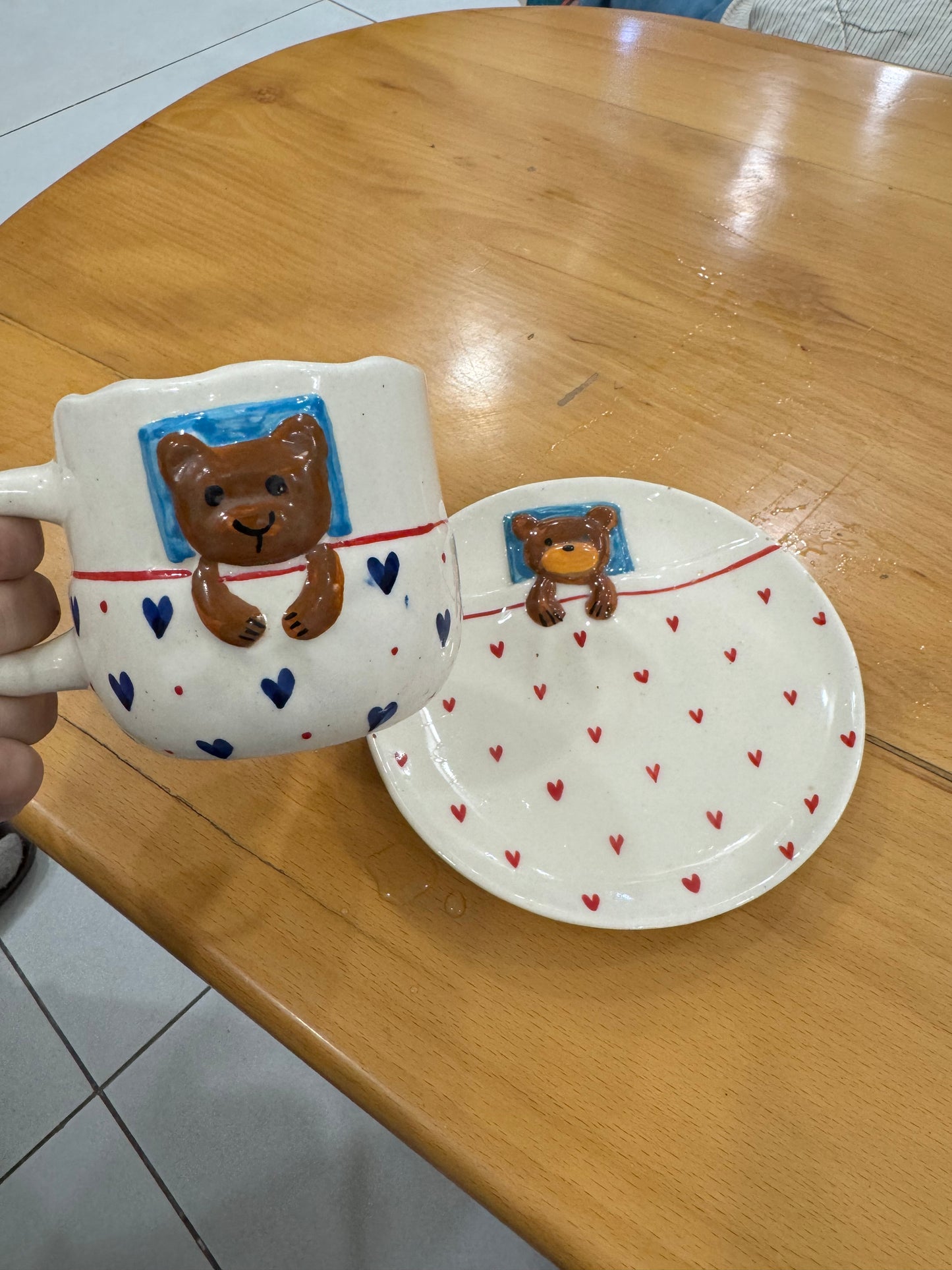Cute Sleeping Teddy Mug & Saucer Set