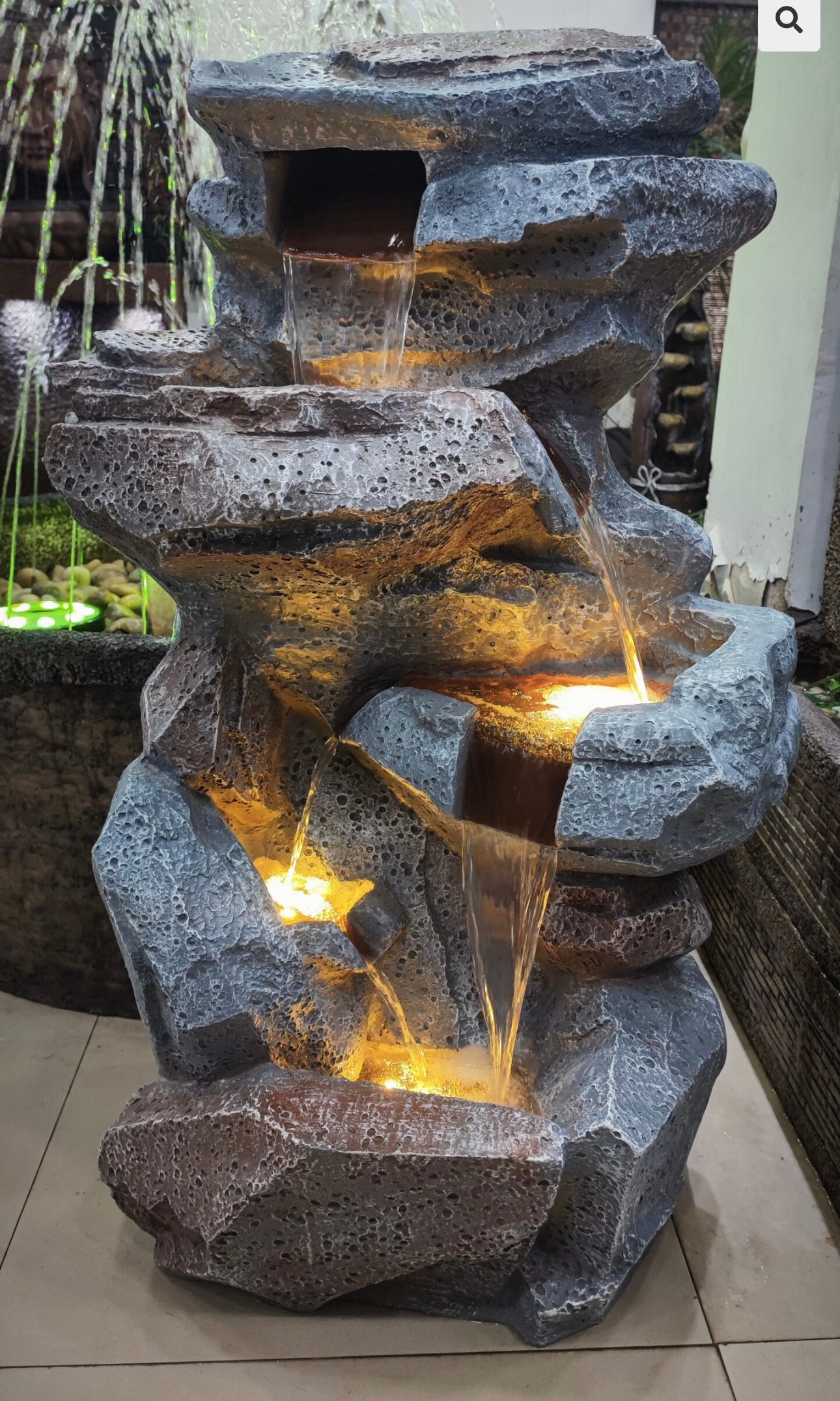 Decorative 5-Tier Artificial Fountain with LED light