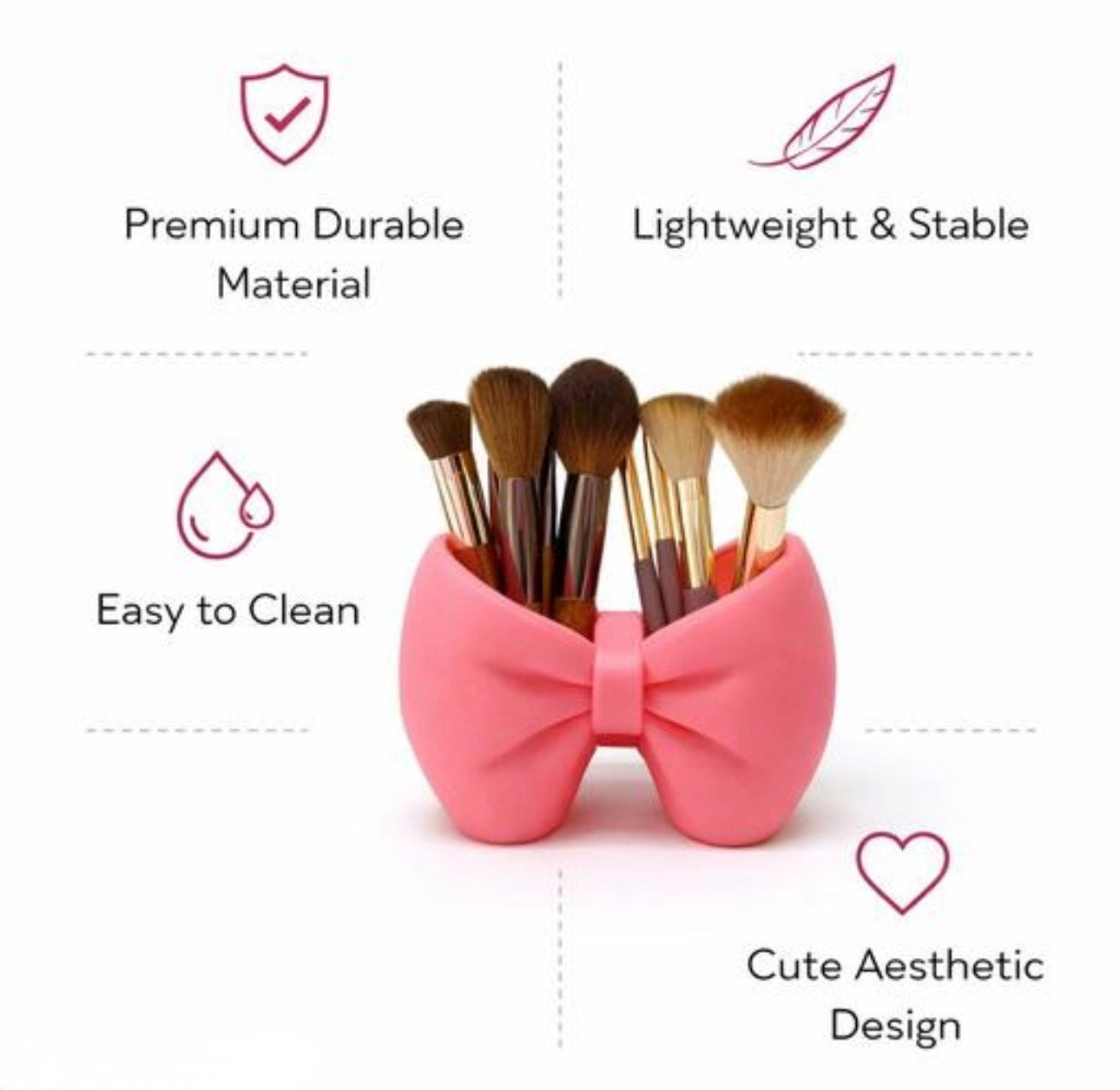 Decorative Multipurpose Bow Shape Brush Holder/Trinket Holder