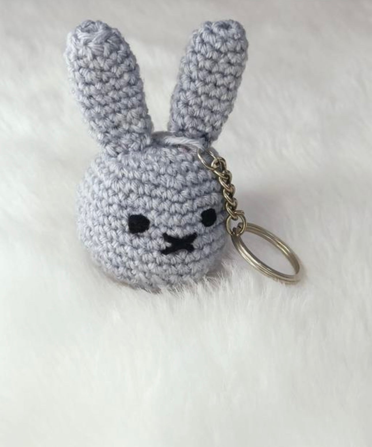 Cute Crochet Grey Rabbit Keychain