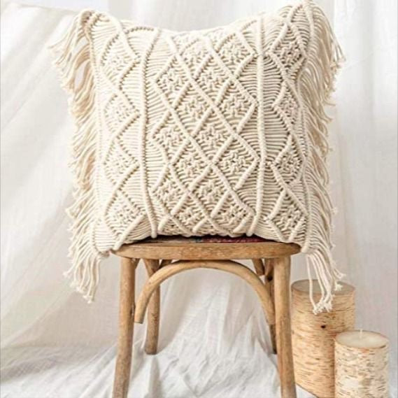 Macrame Boho Knitted Pillow Cover