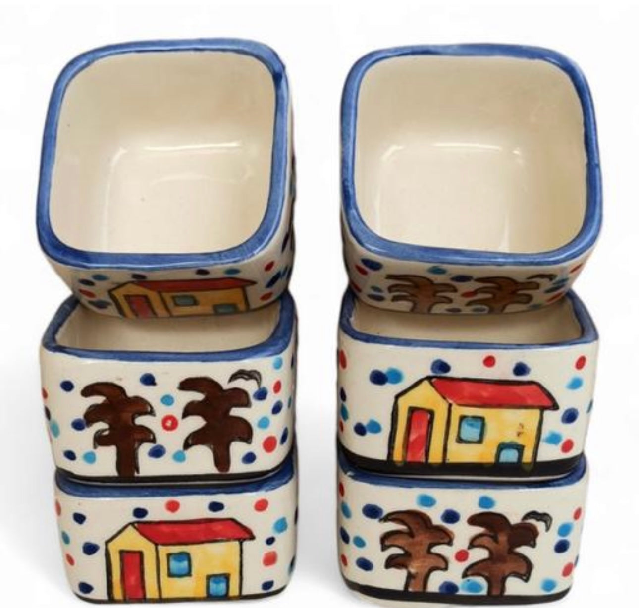 Huts Handpainted Dip/Chutney Bowls Set